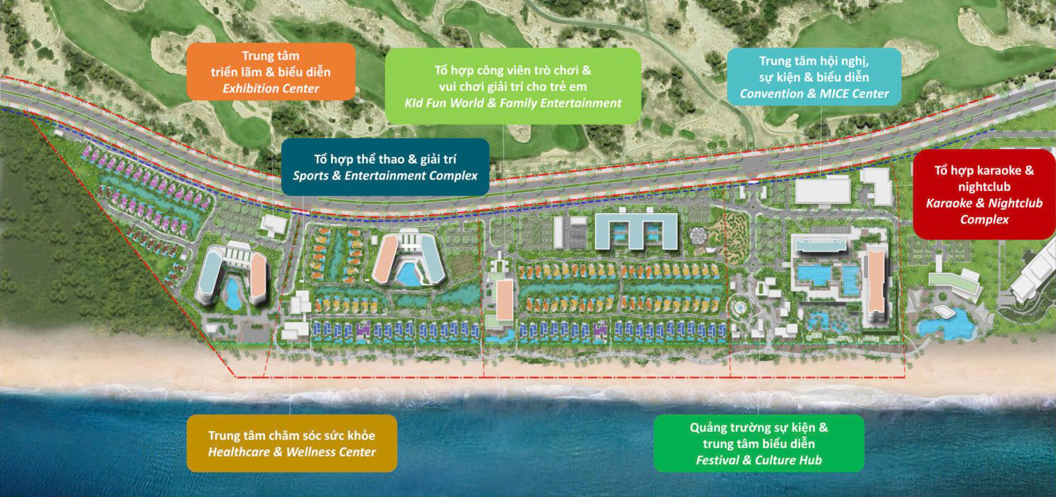 Sơ đồ mô tả các khu tiện ích tại dự án Maia Hồ Tràm